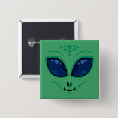 Friendly Cartoon Alien Face Button (Vorne & Hinten)
