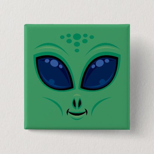 Friendly Cartoon Alien Face Button (Vorderseite)