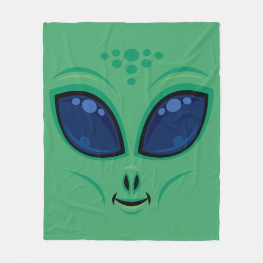 Friendly Cartoon Alien Face Fleecedecke (Vorderseite)