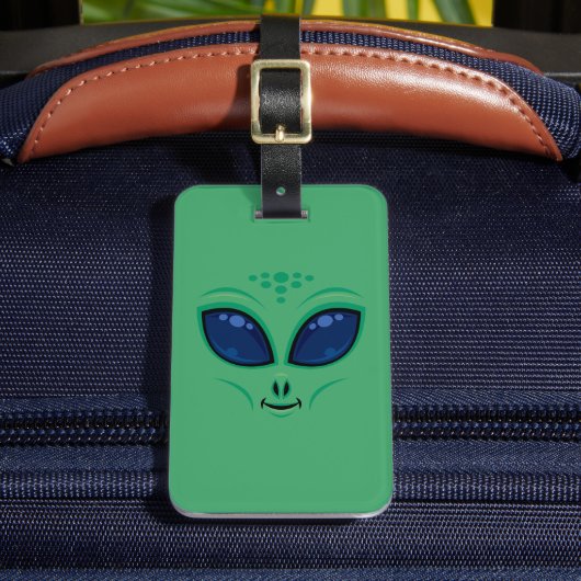 Friendly Cartoon Alien Face Gepäckanhänger (Vorderseite Insitu 2)