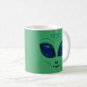 Friendly Cartoon Alien Face Kaffeetasse (VorderseiteRechts)