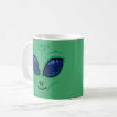 Friendly Cartoon Alien Face Kaffeetasse (Vorderseite Links)