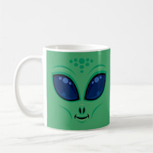 Friendly Cartoon Alien Face Kaffeetasse