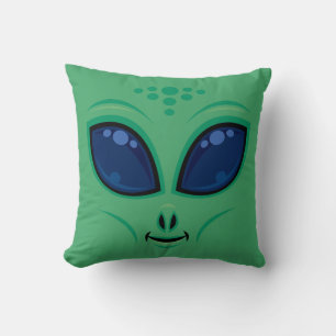 Friendly Cartoon Alien Face Kissen
