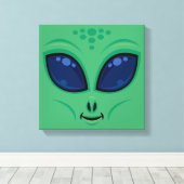 Friendly Cartoon Alien Face Leinwanddruck (Insitu (Holzboden))