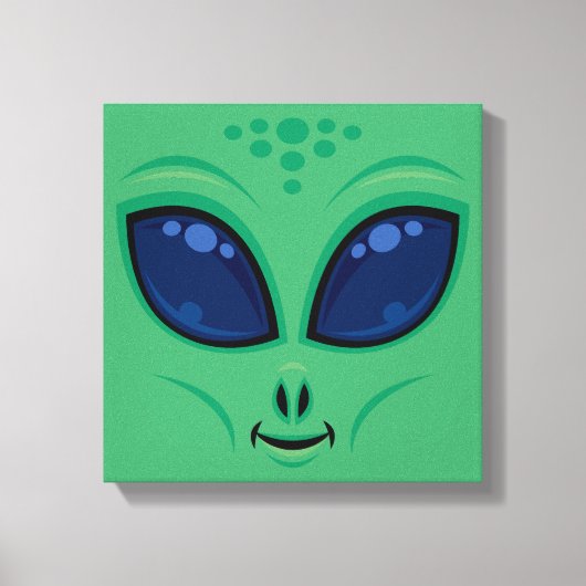 Friendly Cartoon Alien Face Leinwanddruck (Vorderseite)