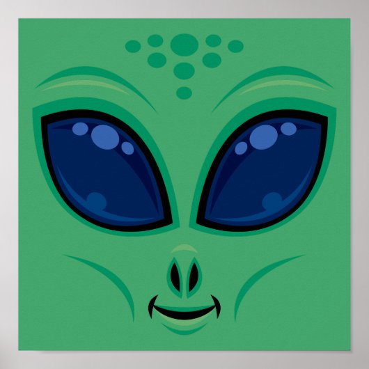 Friendly Cartoon Alien Face Poster (Vorne)