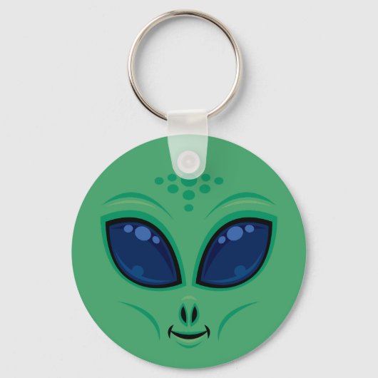 Friendly Cartoon Alien Face Schlüsselanhänger (Vorderseite)