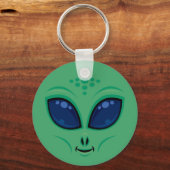 Friendly Cartoon Alien Face Schlüsselanhänger (Vorderseite)