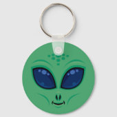 Friendly Cartoon Alien Face Schlüsselanhänger (Rückseite)