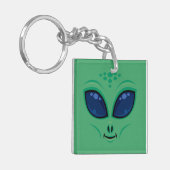 Friendly Cartoon Alien Face Schlüsselanhänger (Vorderseite links)