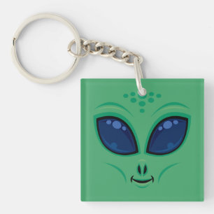 Friendly Cartoon Alien Face Schlüsselanhänger