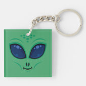 Friendly Cartoon Alien Face Schlüsselanhänger (Rückseite)
