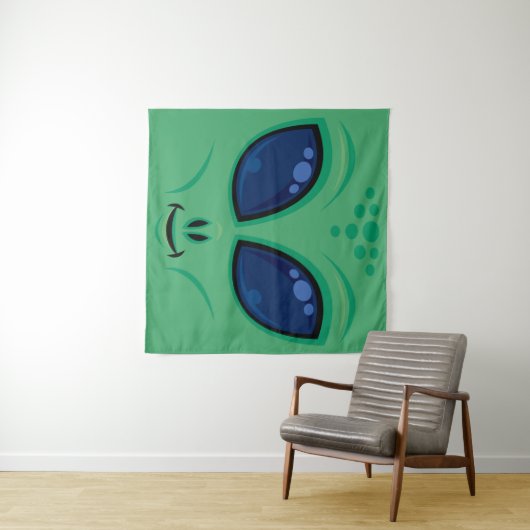 Friendly Cartoon Alien Face Wandteppich (Beispiel (Horizontal))