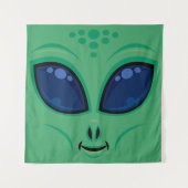 Friendly Cartoon Alien Face Wandteppich (Vorderseite)