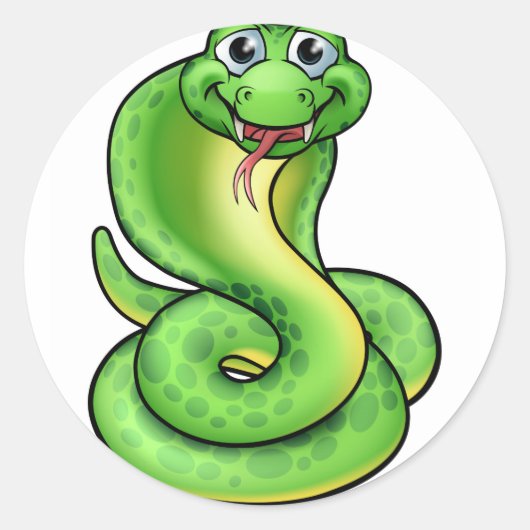 Friendly Cartoon Cobra Snake Runder Aufkleber (Vorderseite)