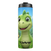 Friendly Cartoon Dinosaurs Tropical Paradise Fun Thermosbecher (Vorderseite)