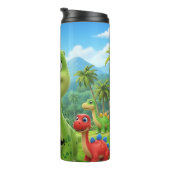 Friendly Cartoon Dinosaurs Tropical Paradise Fun Thermosbecher (Nach rechts gedreht)