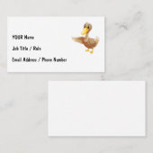 Friendly Cartoon Duck with Contact Info Visitenkarte (Vorne/Hinten)