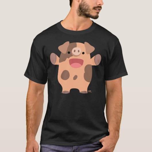 Friendly Cartoon Pig T - Shirt (Vorderseite)