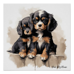 Friendly Cavalier King Charles Spaniel Puppy Hunde Poster