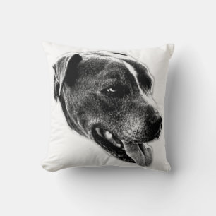 Friendly Charm Pitbull Mix Monochrome Kissen