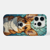 Friendly Corgi Portrait iPhone Hülle (Rückseite (Horizontal))