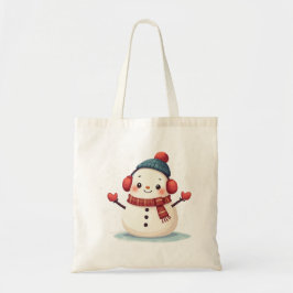 Friendly Cozy Kawaii Snowman Snowflake Tragetasche