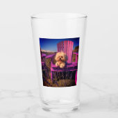 Friendly Cute Shih Tzu Puppy Smiles, Purple Chair Glas (Vorderseite)