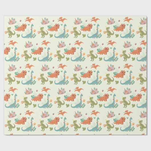 Friendly Dinosaurs T-Rex Grünbuch Geschenkpapier (Flach)