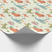 Friendly Dinosaurs T-Rex Grünbuch Geschenkpapier (Ecke)