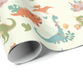 Friendly Dinosaurs T-Rex Grünbuch Geschenkpapier (Rolleneckpunkt)