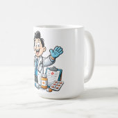 Friendly Doctor Mascot Medical Cartoon Design Kaffeetasse (VorderseiteRechts)