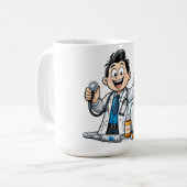 Friendly Doctor Mascot Medical Cartoon Design Kaffeetasse (Vorderseite Links)