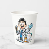 Friendly Doctor Mascot Medical Cartoon Design Pappbecher (Vorderseite)