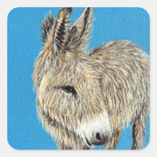Friendly Donkey Painting Quadratischer Aufkleber
