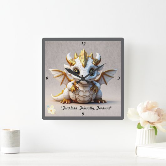 "Friendly Dragon Art" Quadratische Wanduhr (Zuhause)