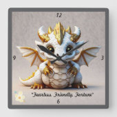 "Friendly Dragon Art" Quadratische Wanduhr (Vorderseite)