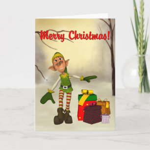 Friendly Elf Christmas Card Feiertagskarte