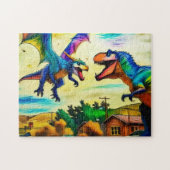 Friendly Encounter -  Dragon and Dinosaur Puzzle (Horizontal)