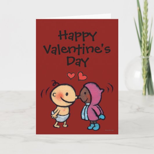 Friendly Eskimo Nose Kisses Kids Feiertagskarte (Vorderseite)