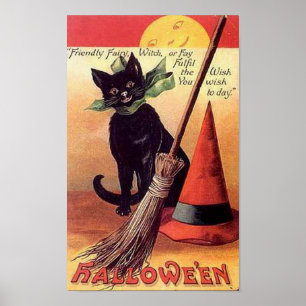 Friendly Fairy Vintag Halloween Poster