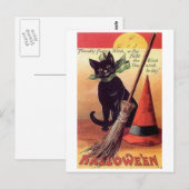 Friendly Fairy Vintag Halloween Postkarte (Vorne/Hinten)