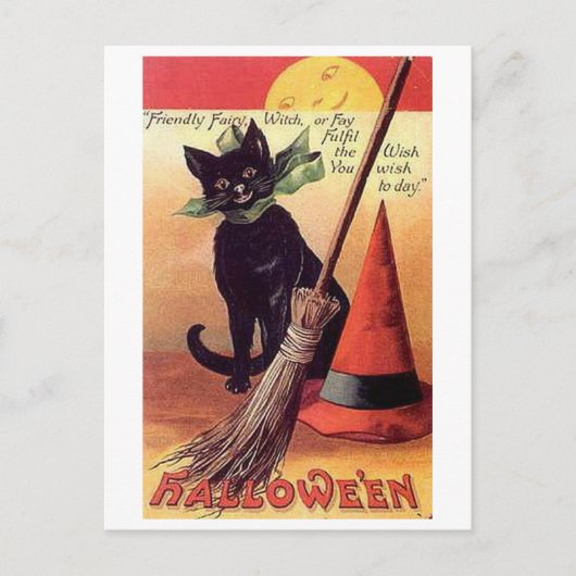Friendly Fairy Vintag Halloween Postkarte (Vorderseite)