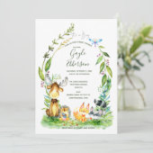 Friendly Forest Baby Dusche Einladung (Stehend Vorderseite)