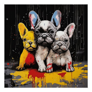 Friendly French Bulldog Puppy Dogs 004 - Raimon P Poster