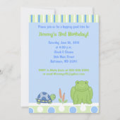 Friendly Frog & Turtle 12x18 Geburtstag Einladung (Vorderseite)