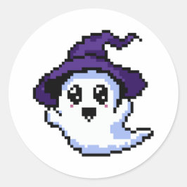 Friendly Ghost Pixel Art Runder Aufkleber