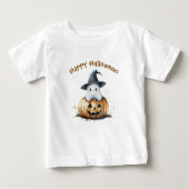Friendly Ghost Witch Hat Pumpkin Halloween Baby T-shirt (Vorderseite)