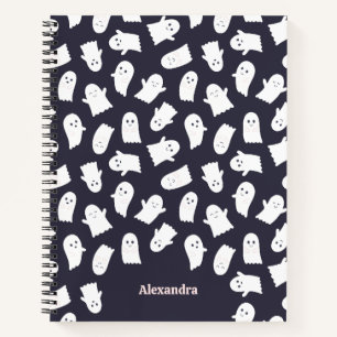 Friendly Ghosts Halloween Muster Personalisiert Notizblock